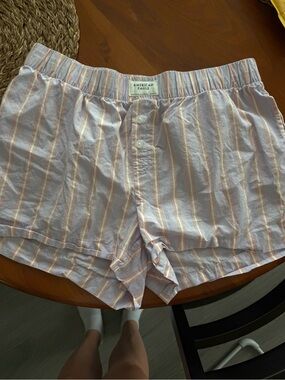 American Eagle Outfitters Lavender and Peach Striped Cotton Lounge Shorts